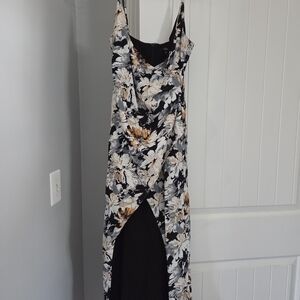 Lulu's Black and Cream Floral Maxi Dress